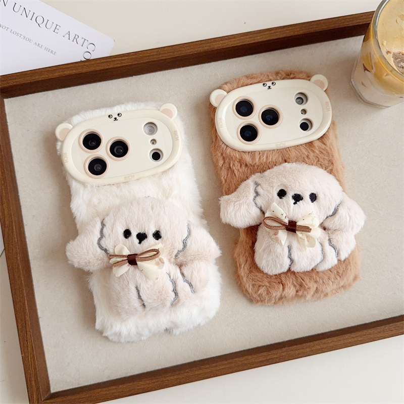 3D Cartoon Bowknot Puppy Warm  - Apple Iphone 16 ulasan dan harga