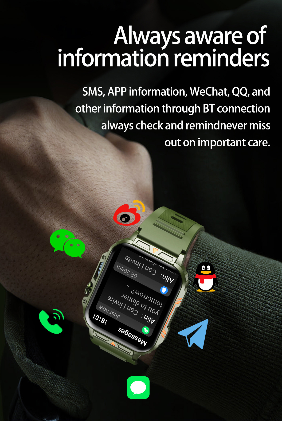 1.91 Outdoor Military Smart Wa - Smartwatch Face ulasan dan harga