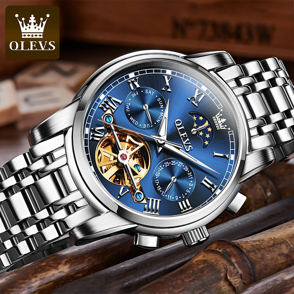 OLEVS 6617 Men's Classic Mecha - Leather Classic Strap ulasan dan harga
